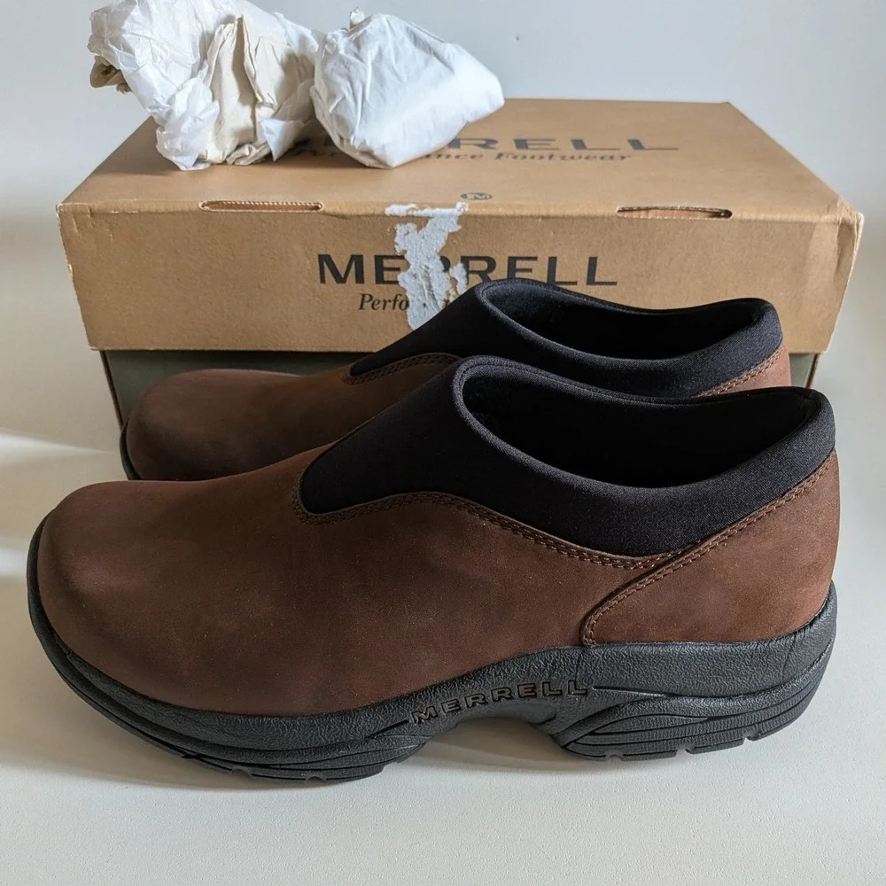 Merrell Primo Moc Brown Leather Slip On Shoes Men's 8 60485 Air Cushion Loafers
